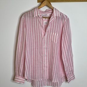 Frank & Eileen Linen Candy stripe Button Down Top